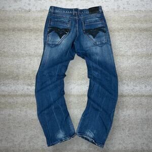 Vintage Y2K Dinamit Jeans 34x32 Regular Straight Leg Dark Wash Embroidered